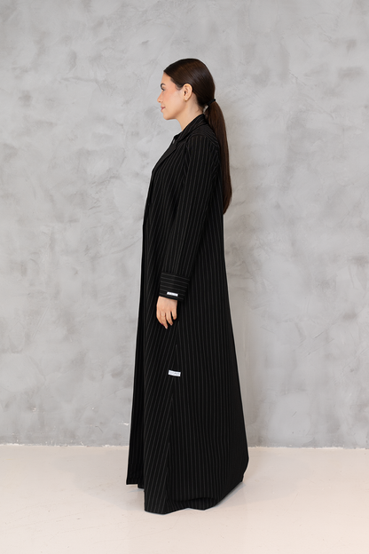 Black Pinstripe Coat