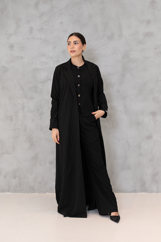 Black Pinstripe Coat