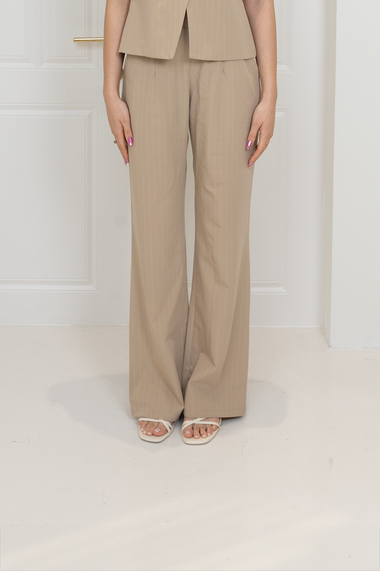 Beige Pinstripe Trouser