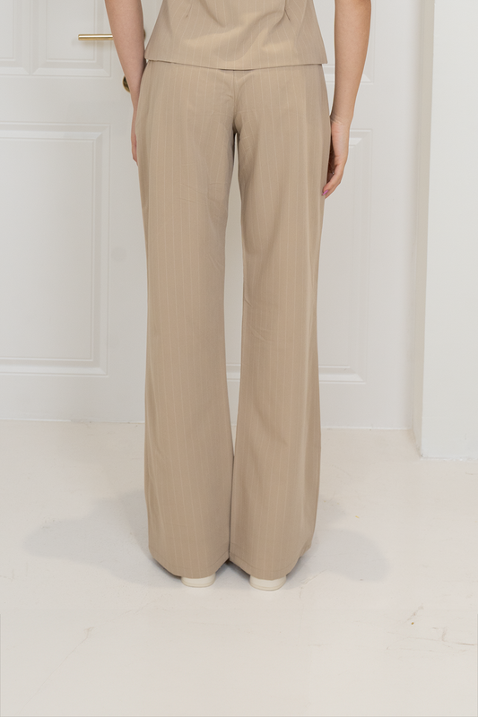 Beige Pinstripe Trouser