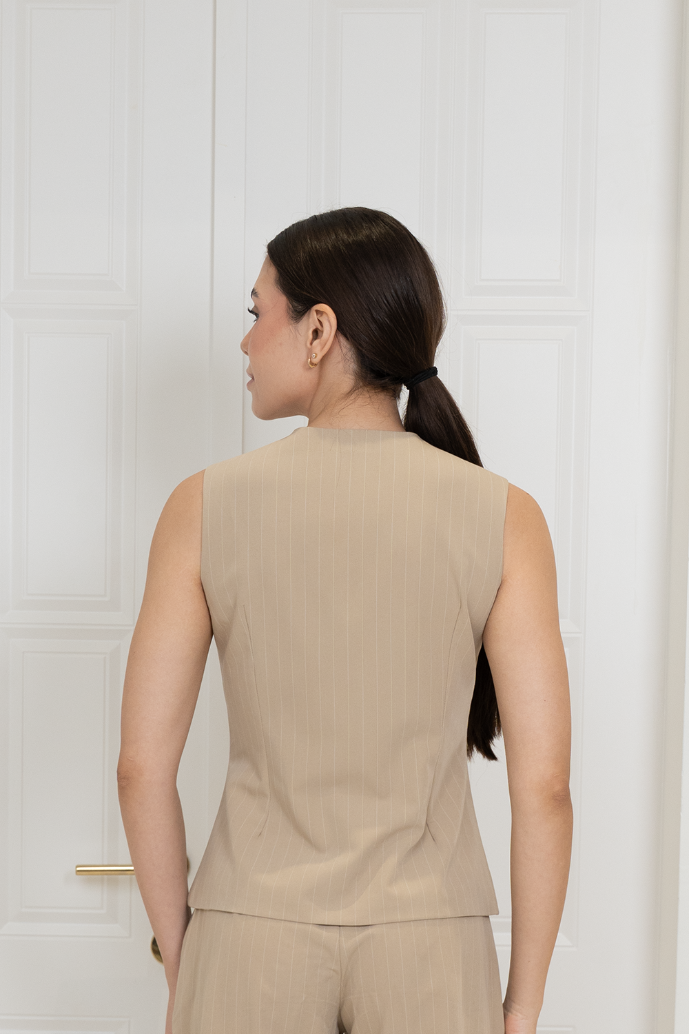 Beige Pinstripe Vest