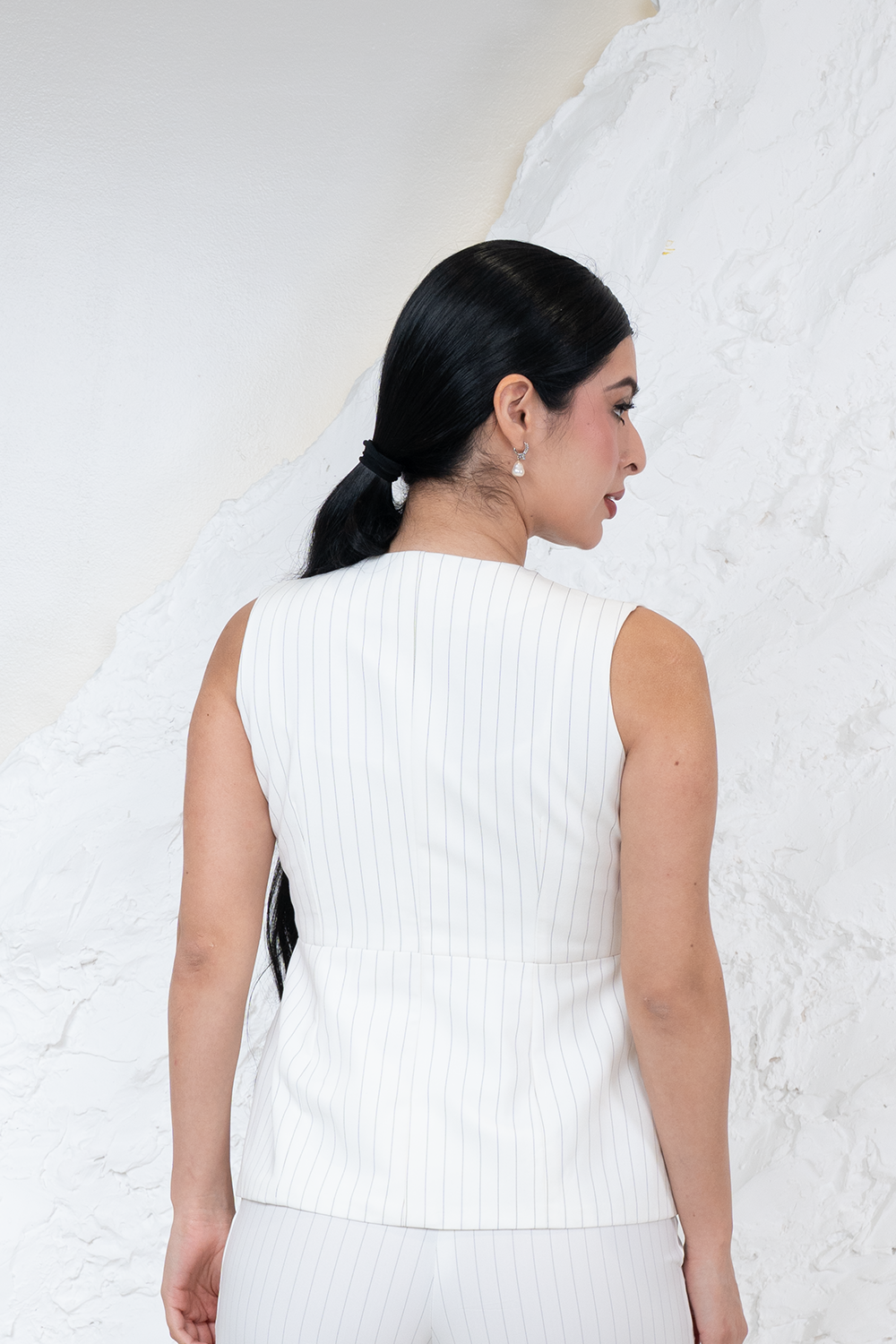 White Pinstripe Vest