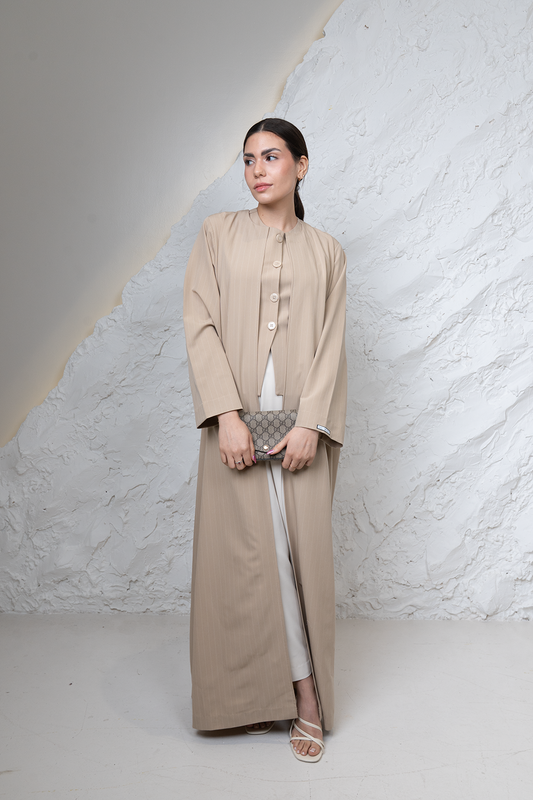 Beige Pinstripe Coat