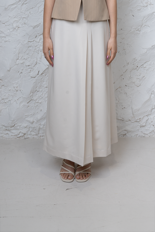 Cream Pleat Skirt
