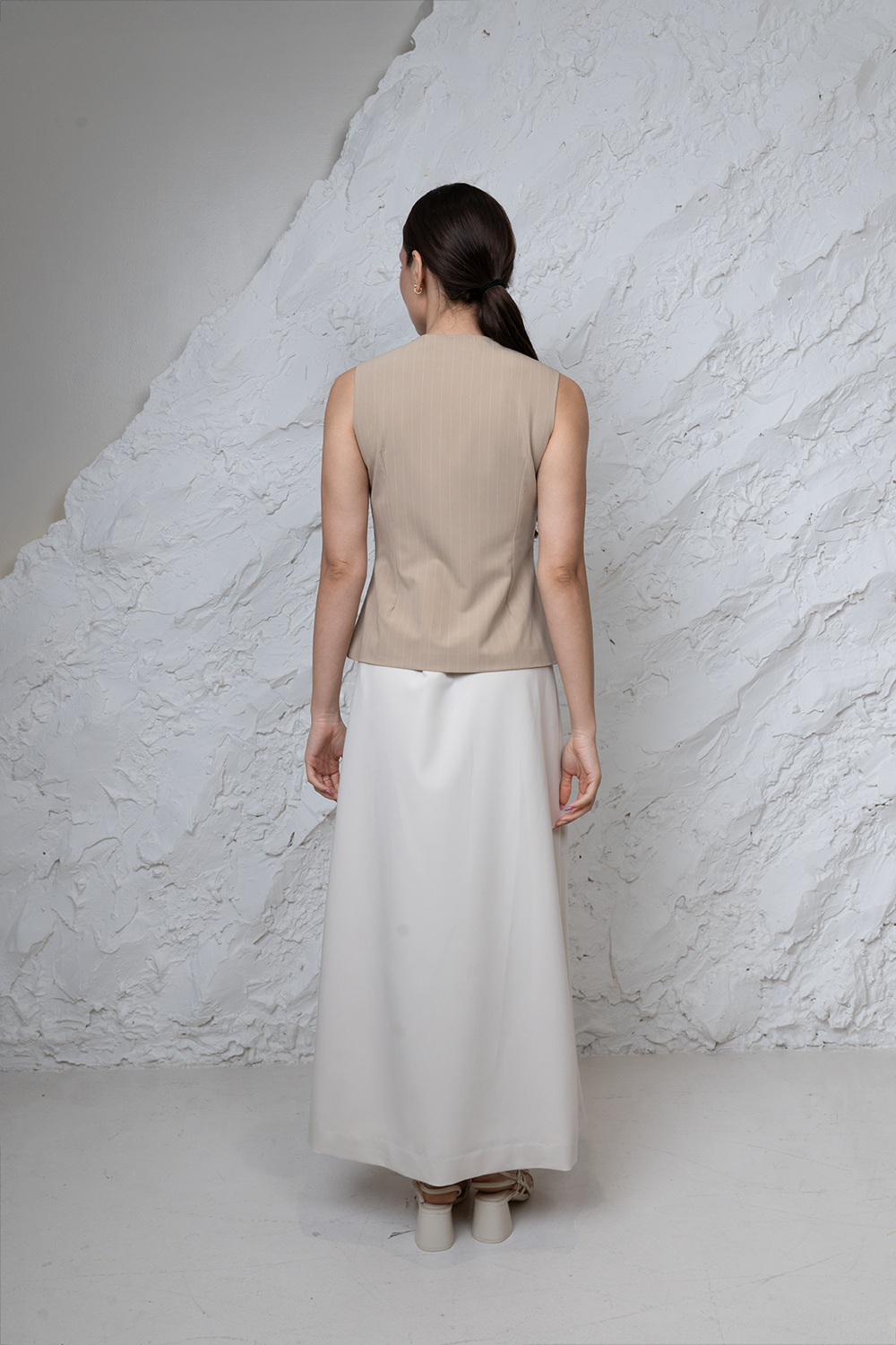 Cream Pleat Skirt